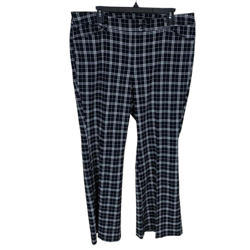 Women's Lane Bryant Black Plaid Flare Leg Trousers Dress Pants Size 16